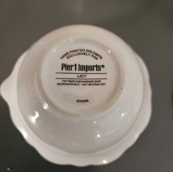 EUC~Pier 1 Teal and White Ceramic  Nesting Measuring Cups/ Bowls. - Picture 3 of 3